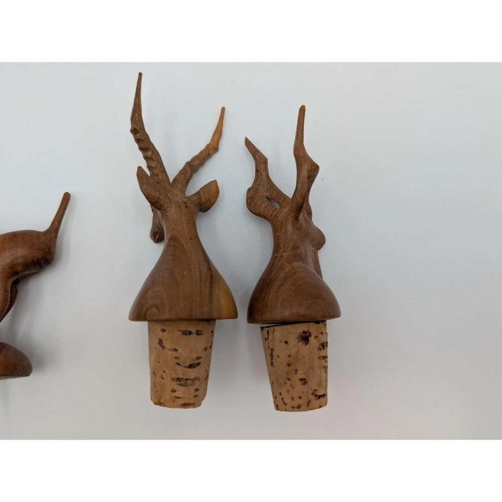 Wooden Animal Cork Wine‎ Bottle Stopper Lot